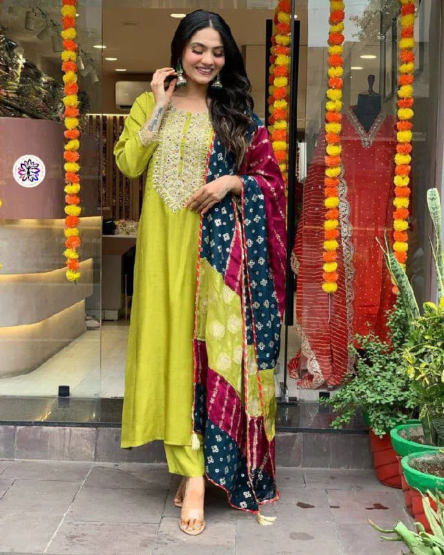 KF 4036 Kalaai Viscose Chanderi Kurti With Bottom Dupatta Wholesale Online